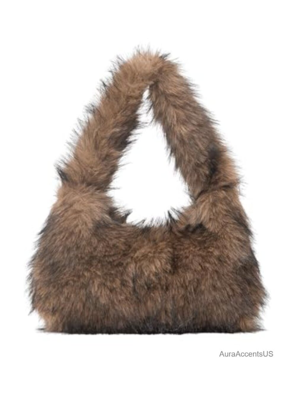 Faux Fur Crescent Shoulder Bag Fuzzy Plush Underarm Hobo Purse